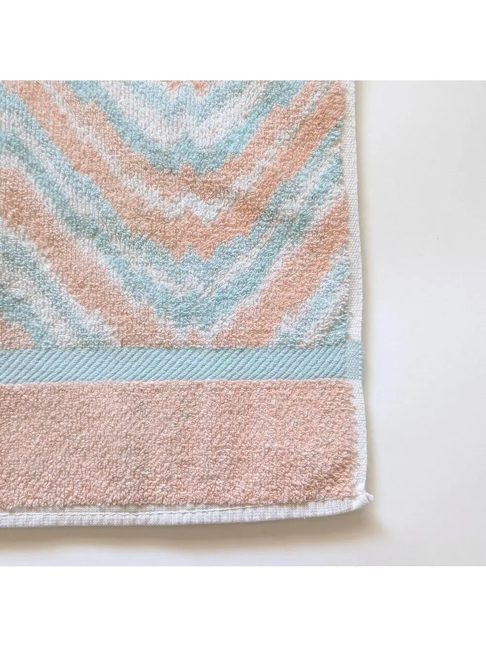 1980s Vintage Hand Towels with Pastel Chevron Pattern